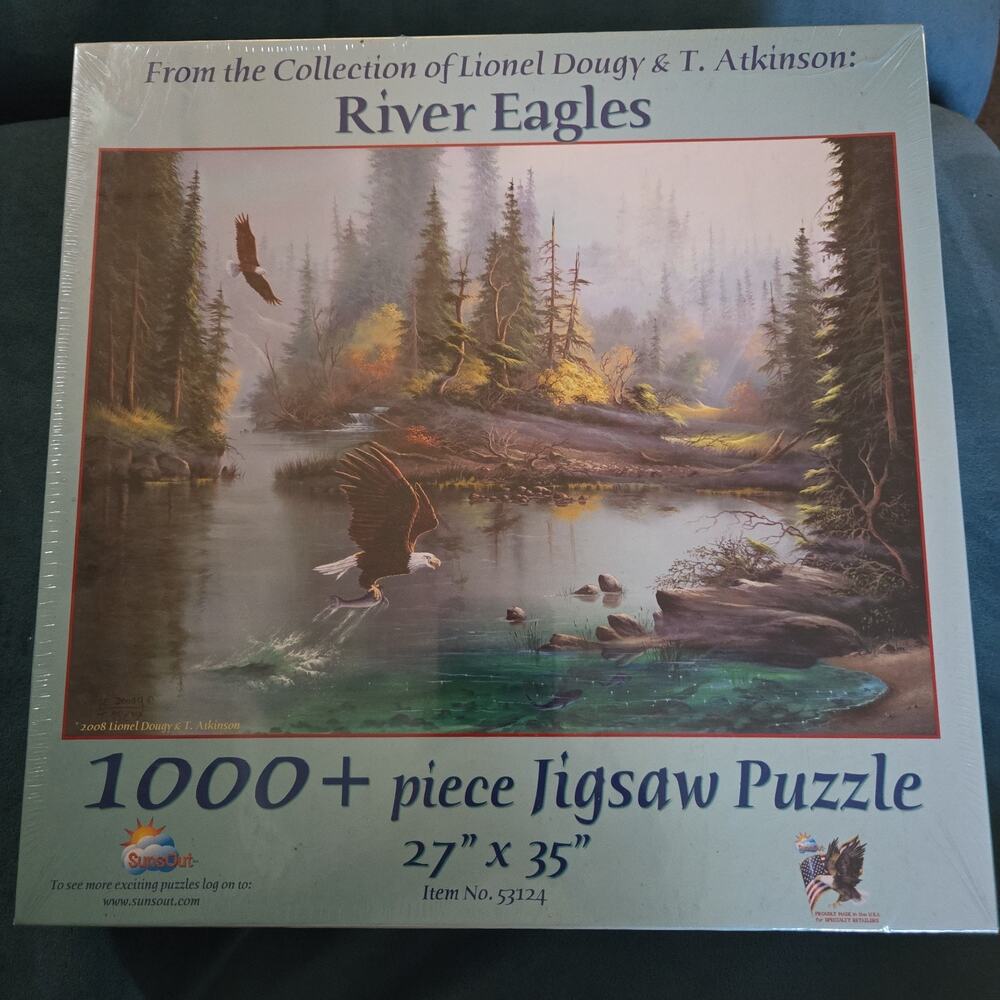 Sealed New River Eagles 1000+ piece Jigsaw Puzzle, by Lionel Dougy & T. Atkinson